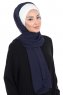 Vera - Creme & Marineblå Praktisk Chiffon Hijab