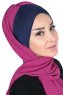 Vera - Marineblå & Fuchsia Praktisk Chiffon Hijab