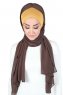 Vera - Sennepsgul & Brun Praktisk Chiffon Hijab