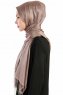 Verda Taupe Satin Hijab Sjal Madame Polo 130010-3