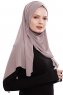 Yara - Mørk Taupe Praktisk One Piece Crepe Hijab