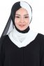 Ylva - Hvit & Svart Praktisk Chiffon Hijab