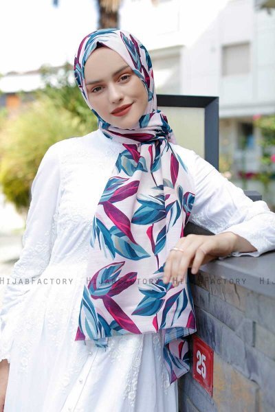 Beyza - Rosa & Blå Mønstret Hijab - Sal Evi