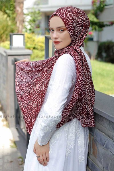 Beyza - Rosa & Blå Mønstret Hijab - Sal Evi