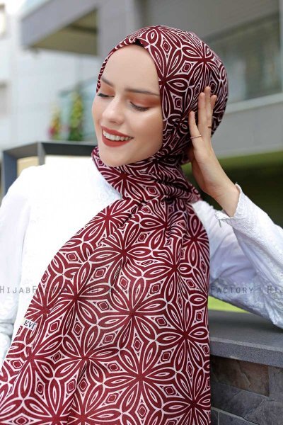 Beyza - Rosa & Blå Mønstret Hijab - Sal Evi