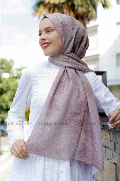 Akay - Taupe Mønstret Hijab - Sal Evi