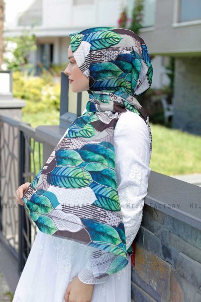 Kader - Grønn Mønstret Hijab - Sal Evi