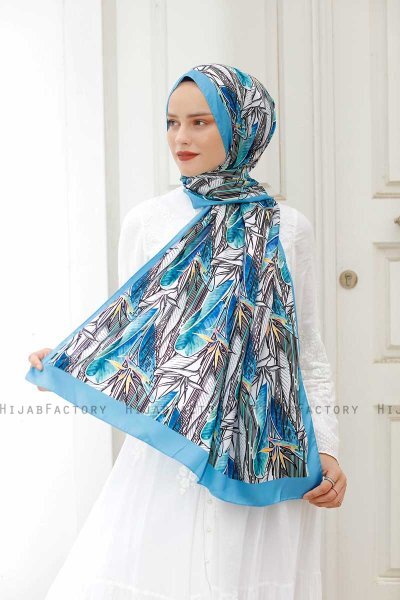 Lilje Mønstret Twill Hijab - Sal Evi