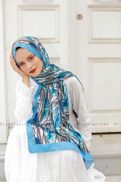 Lilje Mønstret Twill Hijab - Sal Evi