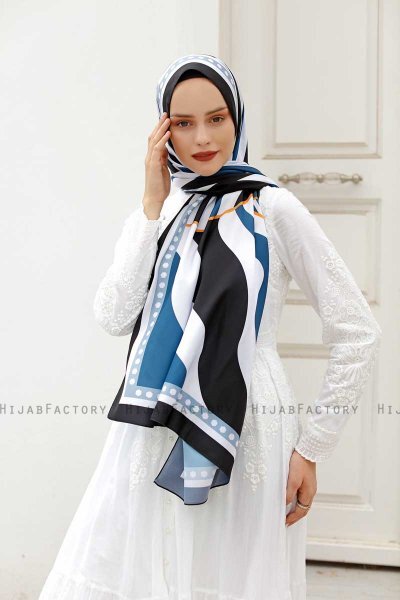 Ocean Mønstret Twill Hijab - Sal Evi