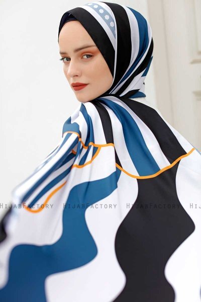 Ocean Mønstret Twill Hijab - Sal Evi