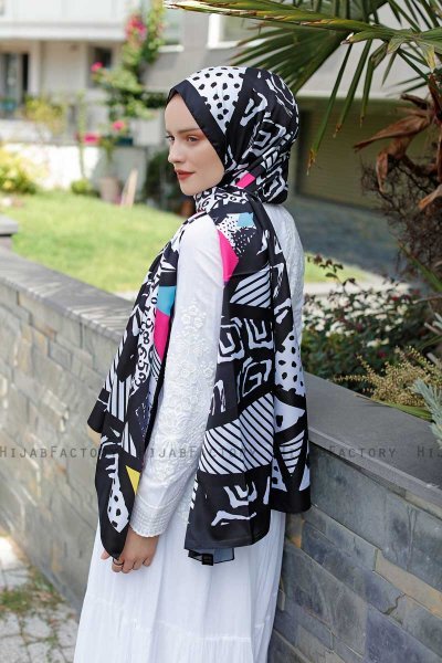 Memphis Mønstret Twill Hijab - Sal Evi