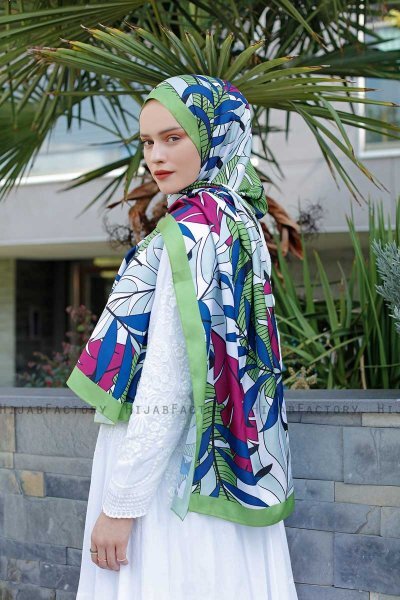 Blad Mønstret Twill Hijab - Sal Evi