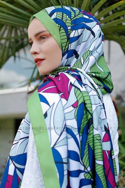 Blad Mønstret Twill Hijab - Sal Evi
