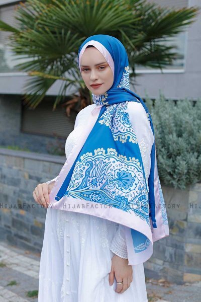 Blue Dream Mønstret Twill Hijab - Sal Evi
