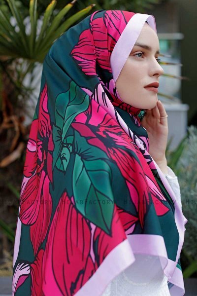 Rubin Mønstret Twill Hijab - Sal Evi