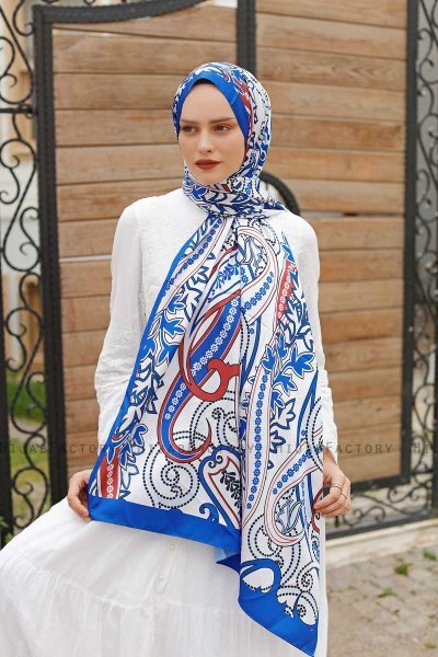 Mursteinsrød Mønstret Twill Hijab - Sal Evi