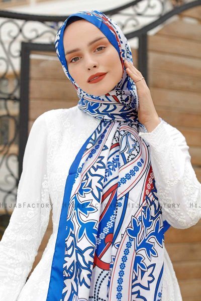 Mursteinsrød Mønstret Twill Hijab - Sal Evi