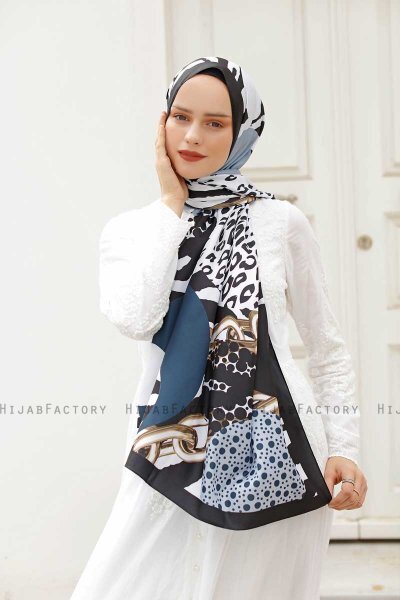 Kjede Mønstret Twill Hijab - Sal Evi