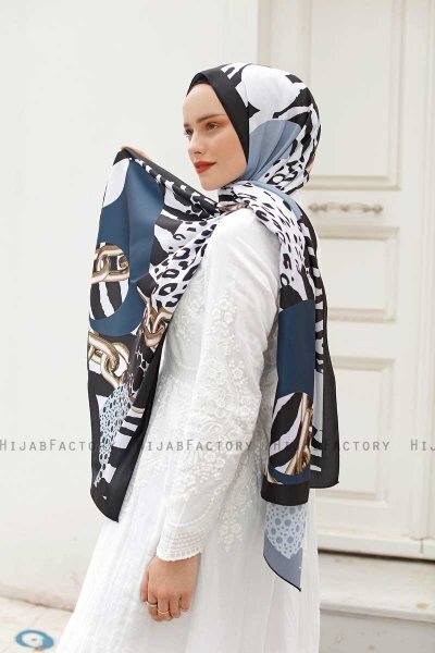 Kjede Mønstret Twill Hijab - Sal Evi