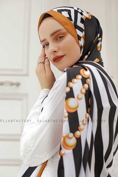 Yellow Pearl Mønstret Twill Hijab - Sal Evi