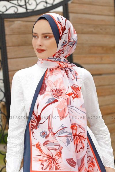 Honeysuckle Mønstret Twill Hijab - Sal Evi