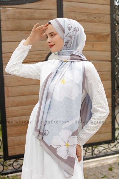 Daisy Mønstret Twill Hijab - Sal Evi