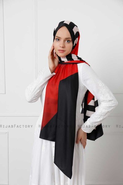 Stripete Mønstret Twill Hijab - Sal Evi