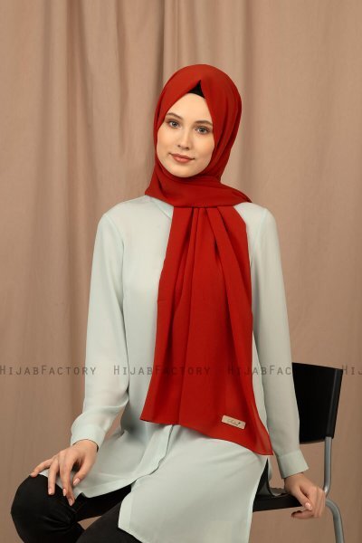 Yildiz - Mursteinsrød Crepe Chiffon Hijab