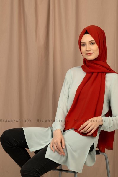 Yildiz - Mursteinsrød Crepe Chiffon Hijab