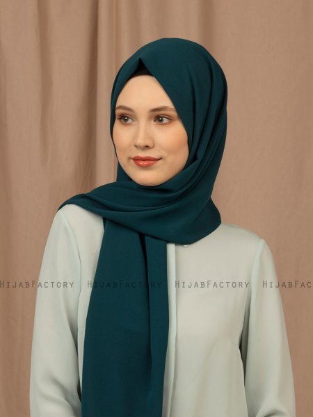 Yildiz - Mørk Grønn Crepe Chiffon Hijab