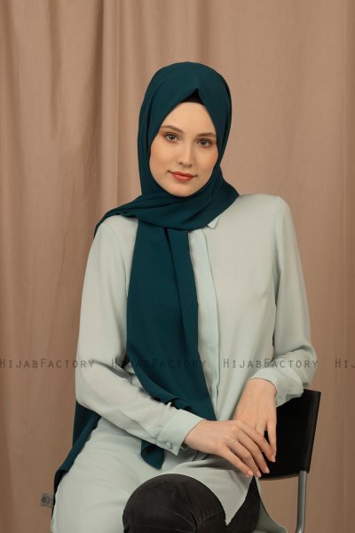 Yildiz - Mørk Grønn Crepe Chiffon Hijab