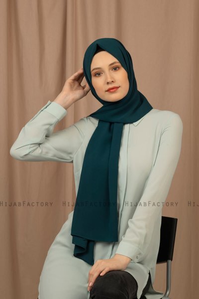 Yildiz - Mørk Grønn Crepe Chiffon Hijab