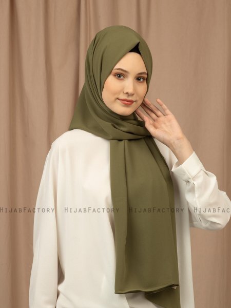 Yildiz - Olivengrønn Crepe Chiffon Hijab