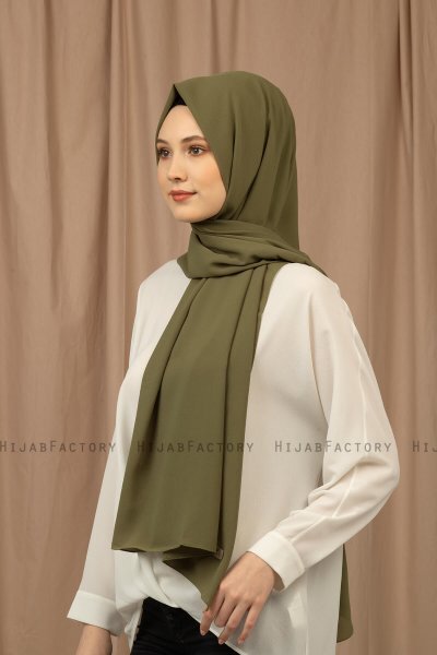 Yildiz - Olivengrønn Crepe Chiffon Hijab