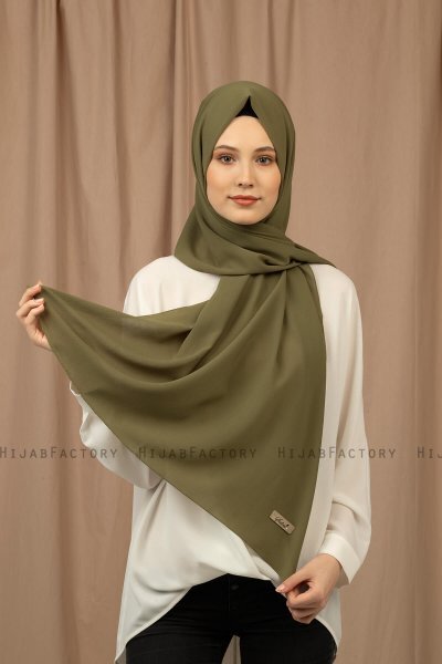 Yildiz - Olivengrønn Crepe Chiffon Hijab