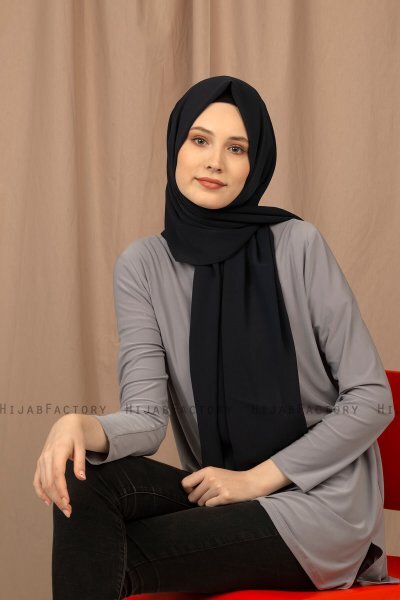 Yildiz - Mørk Marineblå Crepe Chiffon Hijab