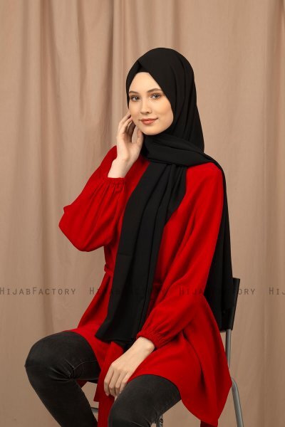 Yildiz - Svart Crepe Chiffon Hijab