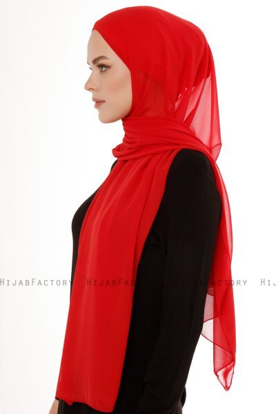 Derya - Rød Praktisk Chiffon Hijab