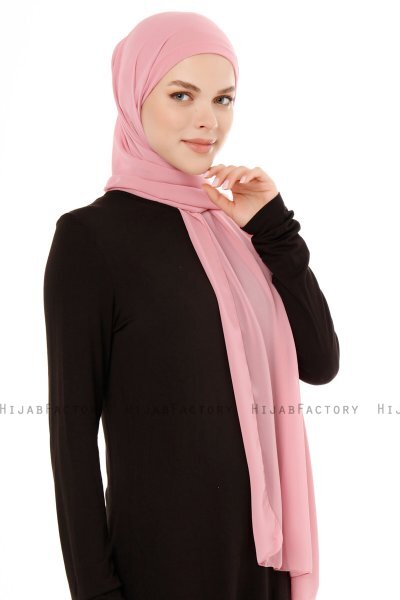 Derya - Mørk Rosa Praktisk Chiffon Hijab