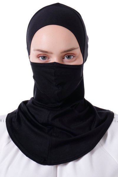 Damla - Svart Ninja Hijab Maske Undersjal