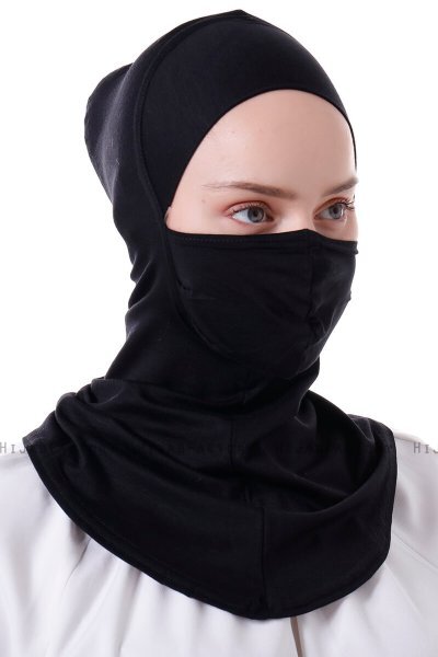 Damla - Svart Ninja Hijab Maske Undersjal