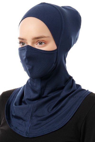 Damla - Marineblå Ninja Hijab Maske Undersjal