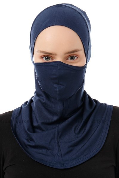 Damla - Marineblå Ninja Hijab Maske Undersjal
