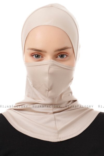 Damla - Lys Taupe Ninja Hijab Maske Undersjal