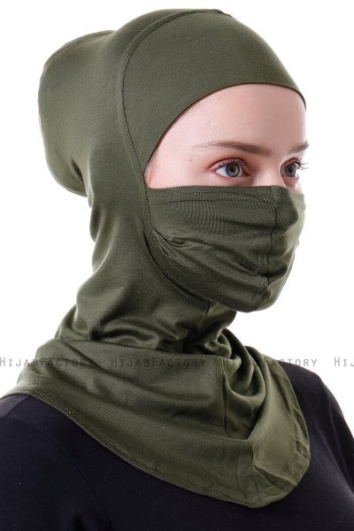 Damla - Khaki Ninja Hijab Maske Undersjal