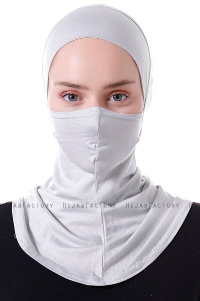 Damla - Lysegrå Ninja Hijab Maske Undersjal