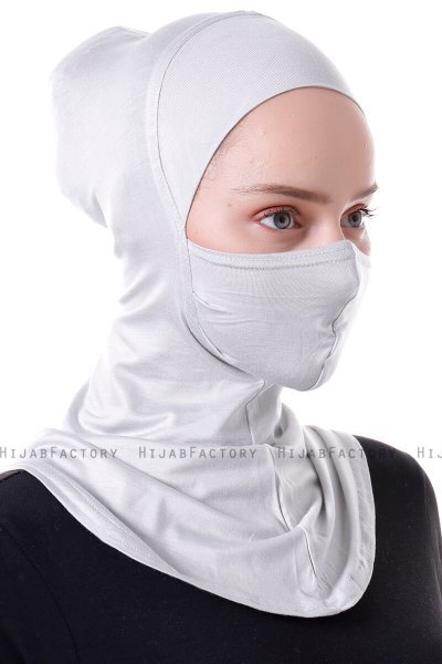 Damla - Lysegrå Ninja Hijab Maske Undersjal