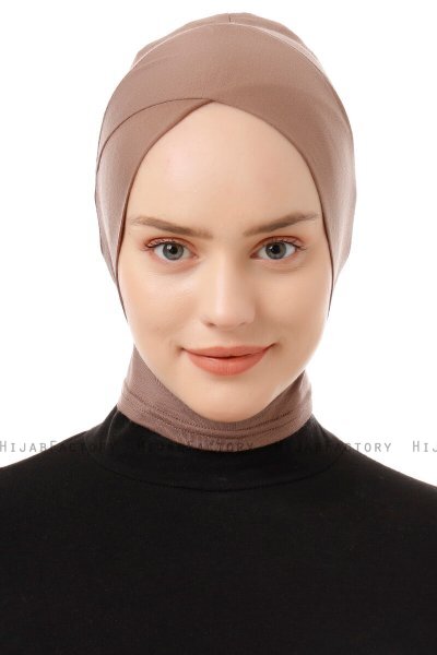 Elnara - Mørk Taupe Cross Hijab Undersjal