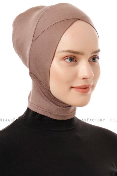 Elnara - Mørk Taupe Cross Hijab Undersjal